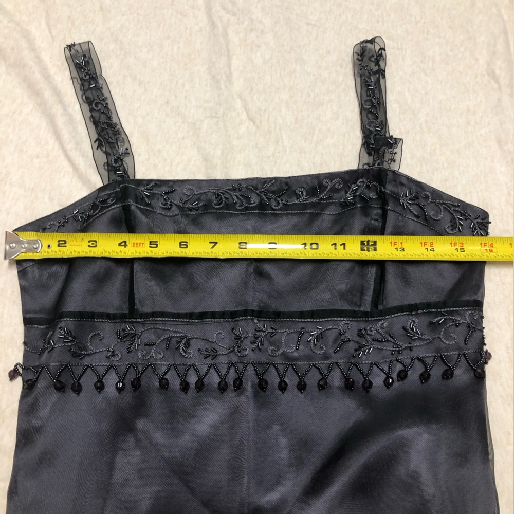 Vintage Y2K Sue Wong Formal Dress Beaded Embroidered Black Empire Waist Fairy - Picture 10 of 11